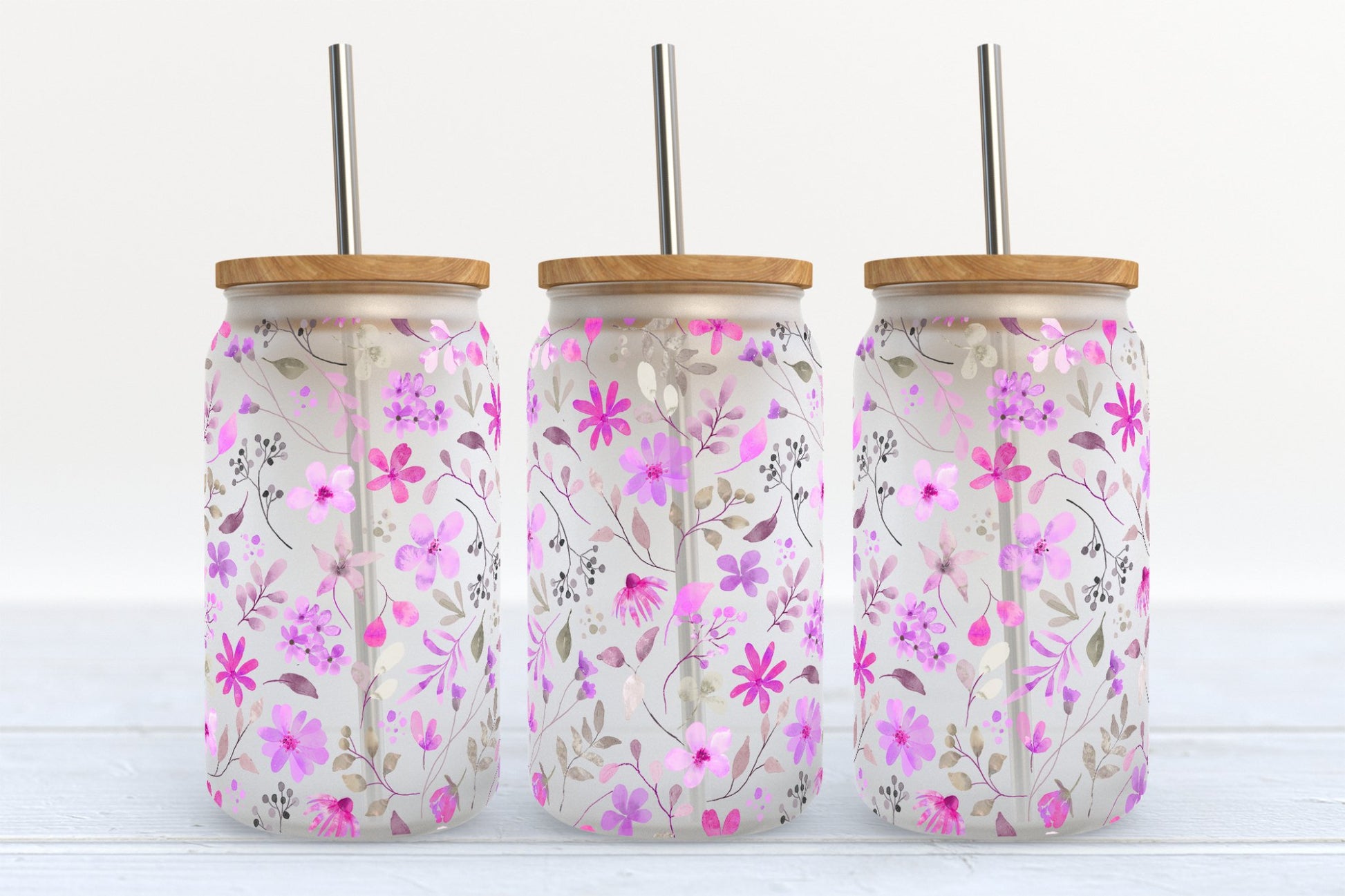 Purple Dainty Wildflowers Glass Tumbler - CGS. Creations